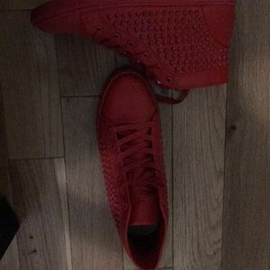 Studded high top in color red